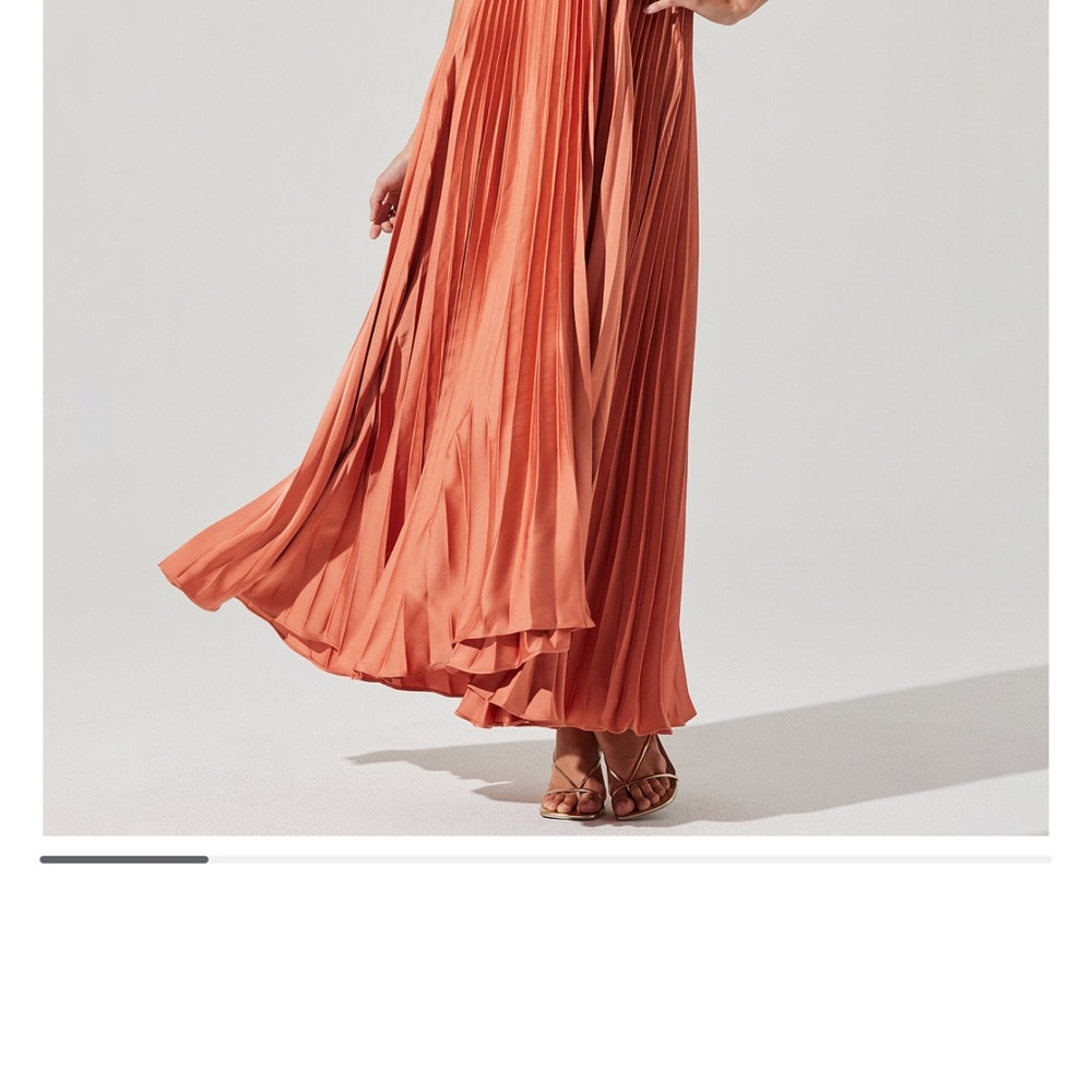 Astr Terracotta Pleated Maxi Dress